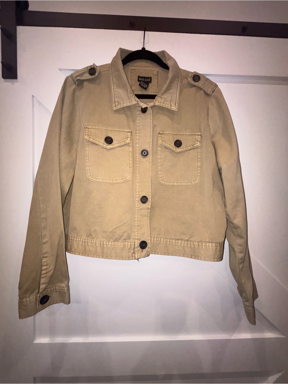 Wet Seal Beige Utility Jean Jacket